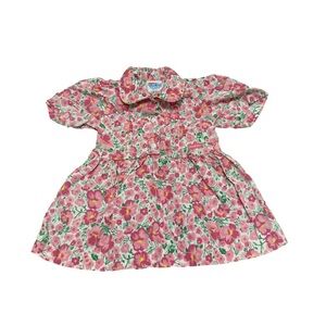 Vintage OshKosh 1980s Pink Floral Toddler Dress | 18M | Made in USA